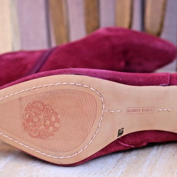 Vince Camuto Allost Burgundy Suede High Heel Bootie Sz 7 Ankle Boots. - Picture 8 of 12